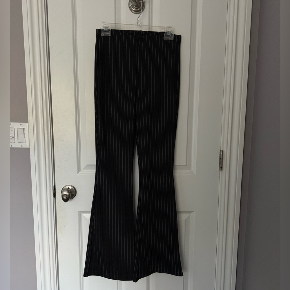 H&M Black Pinstripe Flare Pants